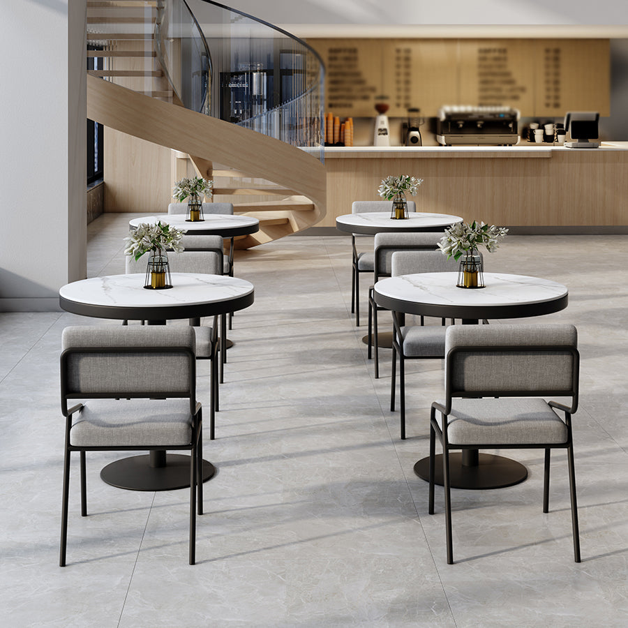 Metal Modern Round Dining Table Sintered Stone Top Table for Dining Room and Kitchen