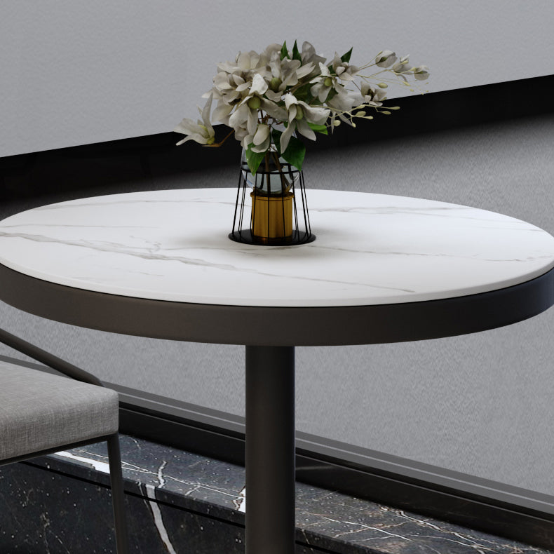 Metal Modern Round Dining Table Sintered Stone Top Table for Dining Room and Kitchen