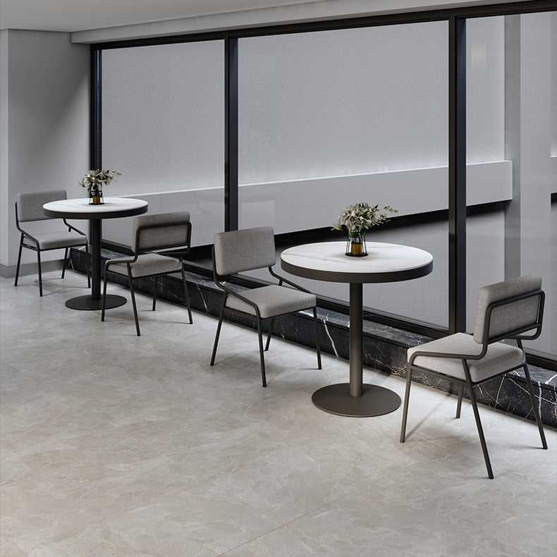 Metal Modern Round Dining Table Sintered Stone Top Table for Dining Room and Kitchen