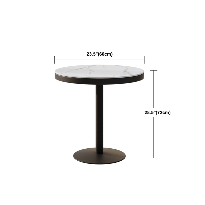 Metal Modern Round Dining Table Sintered Stone Top Table for Dining Room and Kitchen