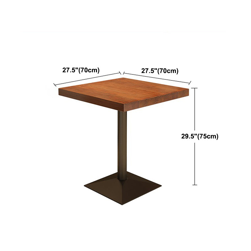 Industrial Pine Wood Table for Restaurant Dining Table with Metal Pedestal