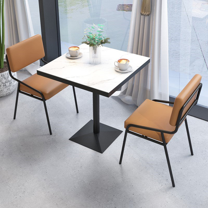 Sintered Stone Dining Table Industrial Square Dining Table with Metal Base