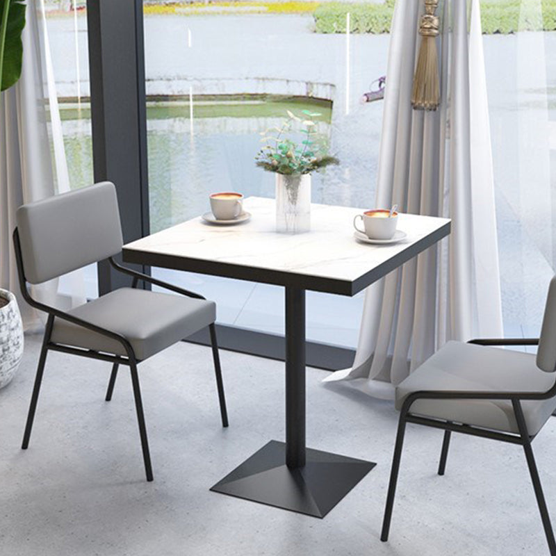 Sintered Stone Dining Table Industrial Square Dining Table with Metal Base