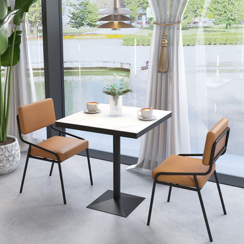 Sintered Stone Dining Table Industrial Square Dining Table with Metal Base