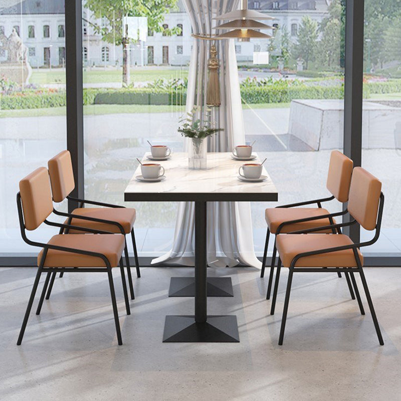 Sintered Stone Dining Table Industrial Square Dining Table with Metal Base