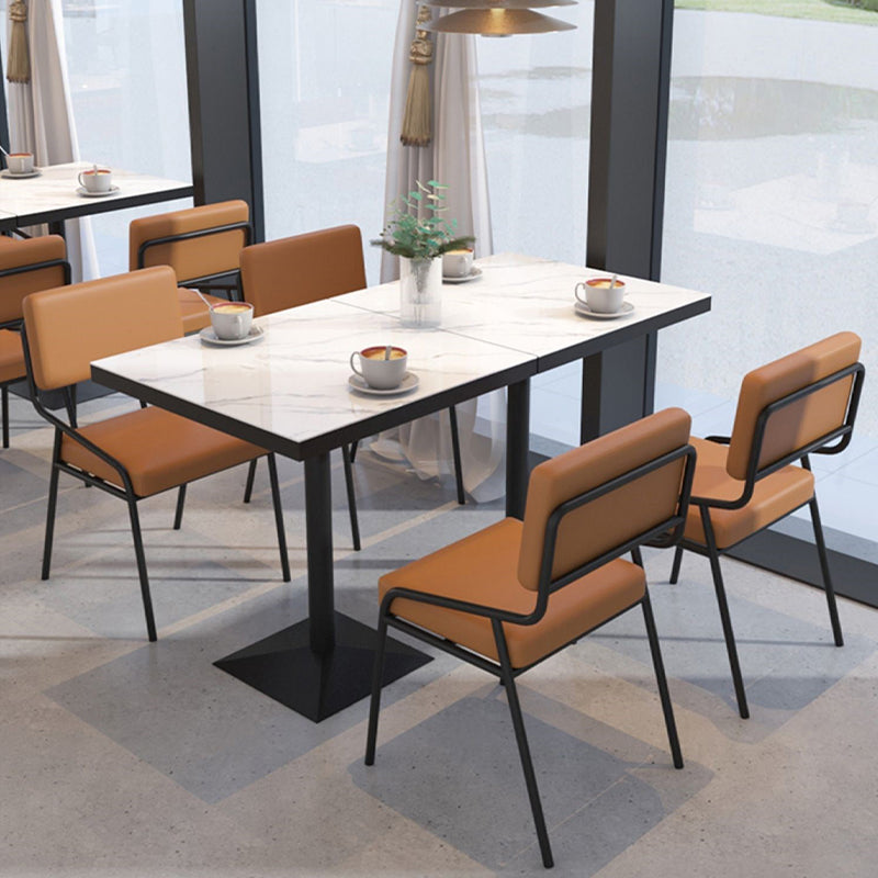 Sintered Stone Dining Table Industrial Square Dining Table with Metal Base