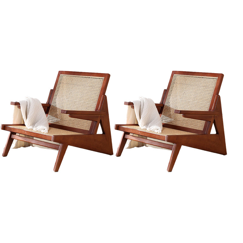 Nordic Style Rubberwood Solid Wood Frame Square Arms Lounge Accent Chair