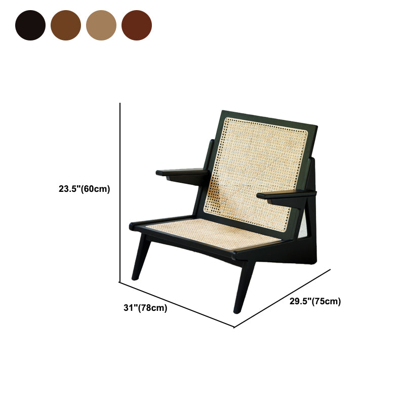 Nordic Style Rubberwood Solid Wood Frame Square Arms Lounge Accent Chair