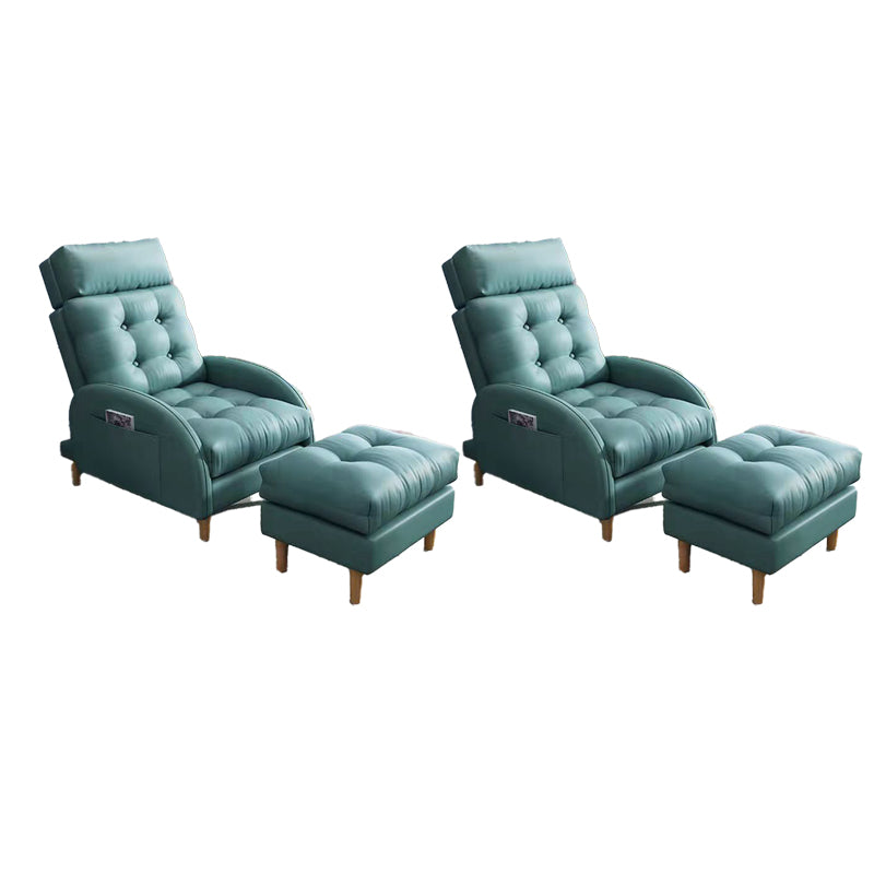 Contemporary Bonded Leather Tufted Cushions with Ottoman Lounge Accent Chair