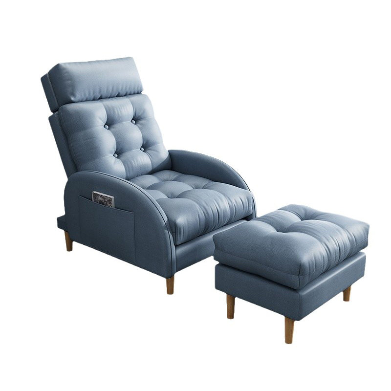 Contemporary Bonded Leather Tufted Cushions with Ottoman Lounge Accent Chair