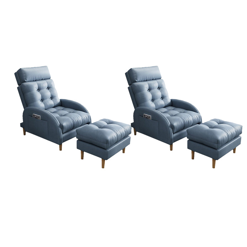 Contemporary Bonded Leather Tufted Cushions with Ottoman Lounge Accent Chair