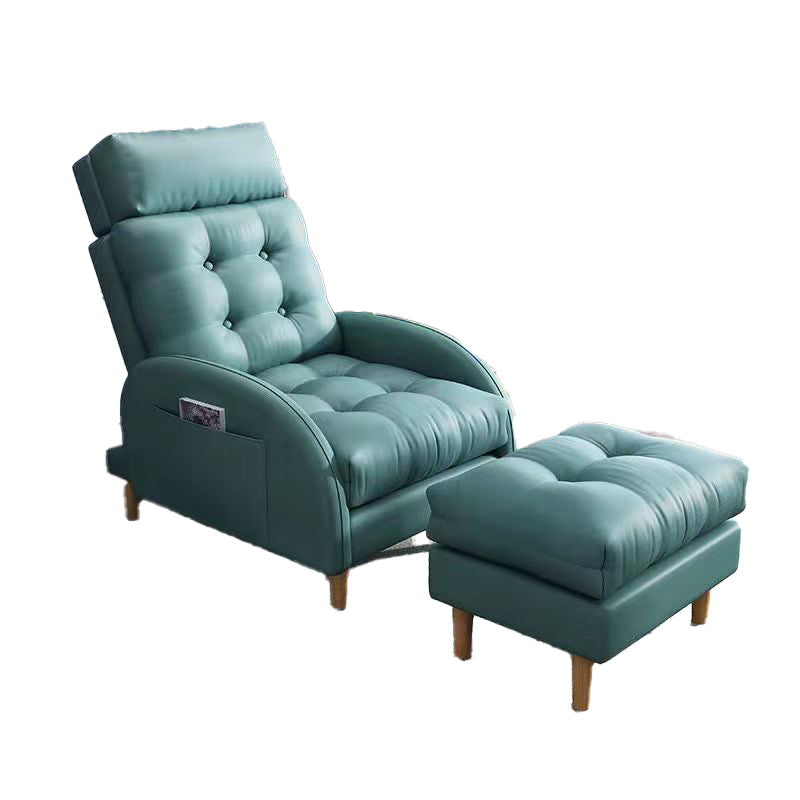 Contemporary Bonded Leather Tufted Cushions with Ottoman Lounge Accent Chair