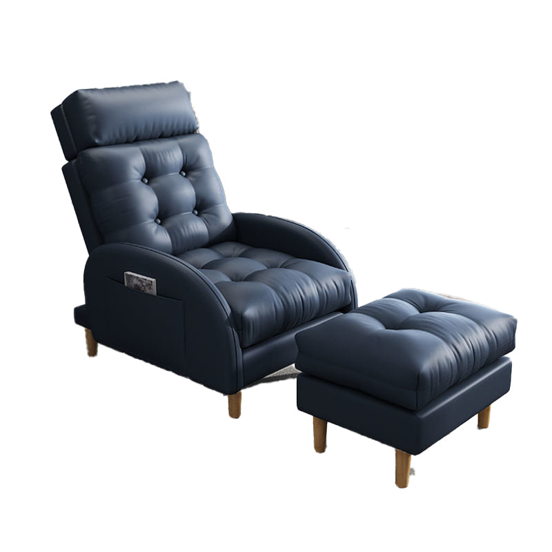 Contemporary Bonded Leather Tufted Cushions with Ottoman Lounge Accent Chair