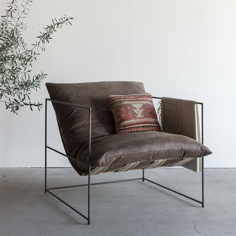 26.77" Wide Contemporary Style Single Sofa Chair Metal Round Arm Chair