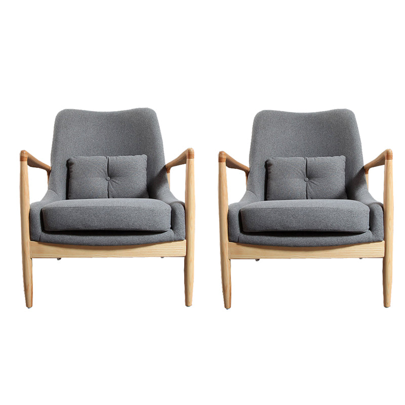 Nordic Style 28.74" Wide Pillow Back Sponge Wood Frame Arm Chair