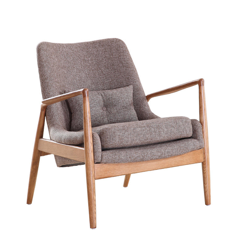 Nordic Style 28.74" Wide Pillow Back Sponge Wood Frame Arm Chair