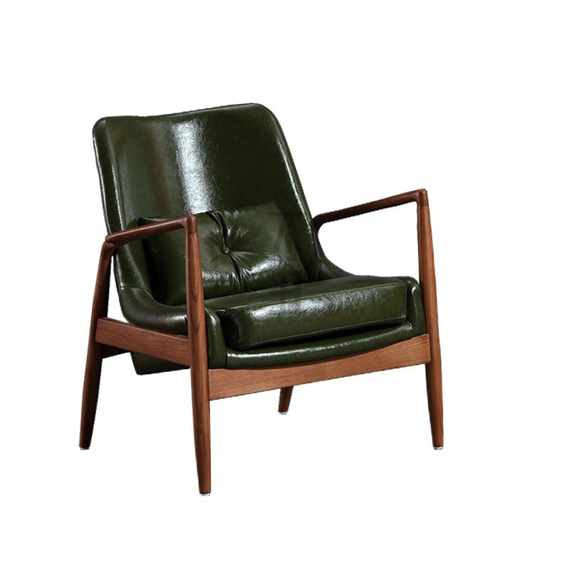 Nordic Style 28.74" Wide Pillow Back Sponge Wood Frame Arm Chair