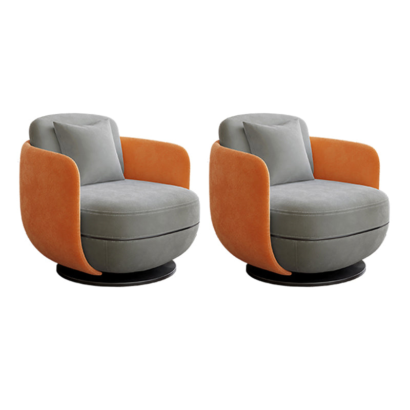 Contemporary 31.5" Wide Pillow Back Swivel Round Base Arm Chair
