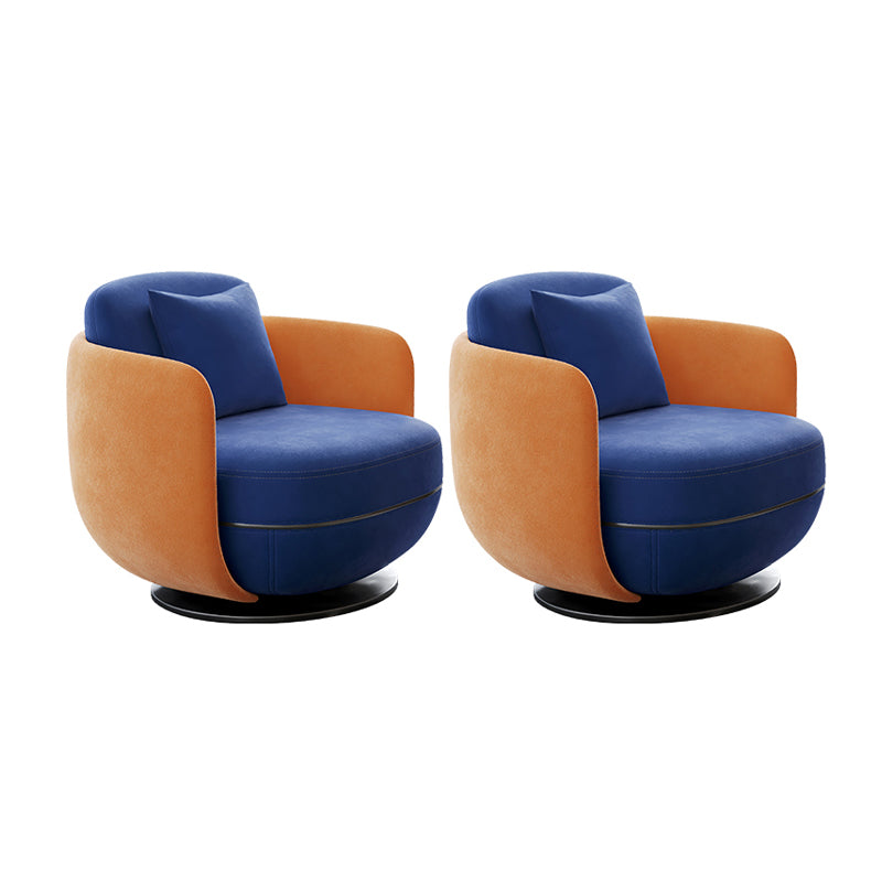 Contemporary 31.5" Wide Pillow Back Swivel Round Base Arm Chair