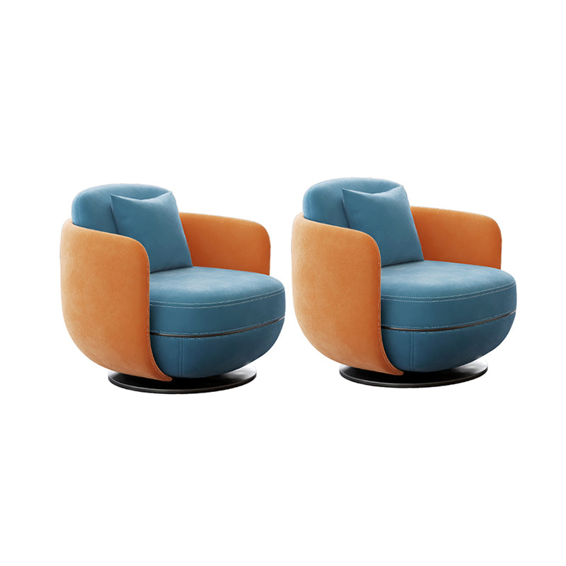 Contemporary 31.5" Wide Pillow Back Swivel Round Base Arm Chair
