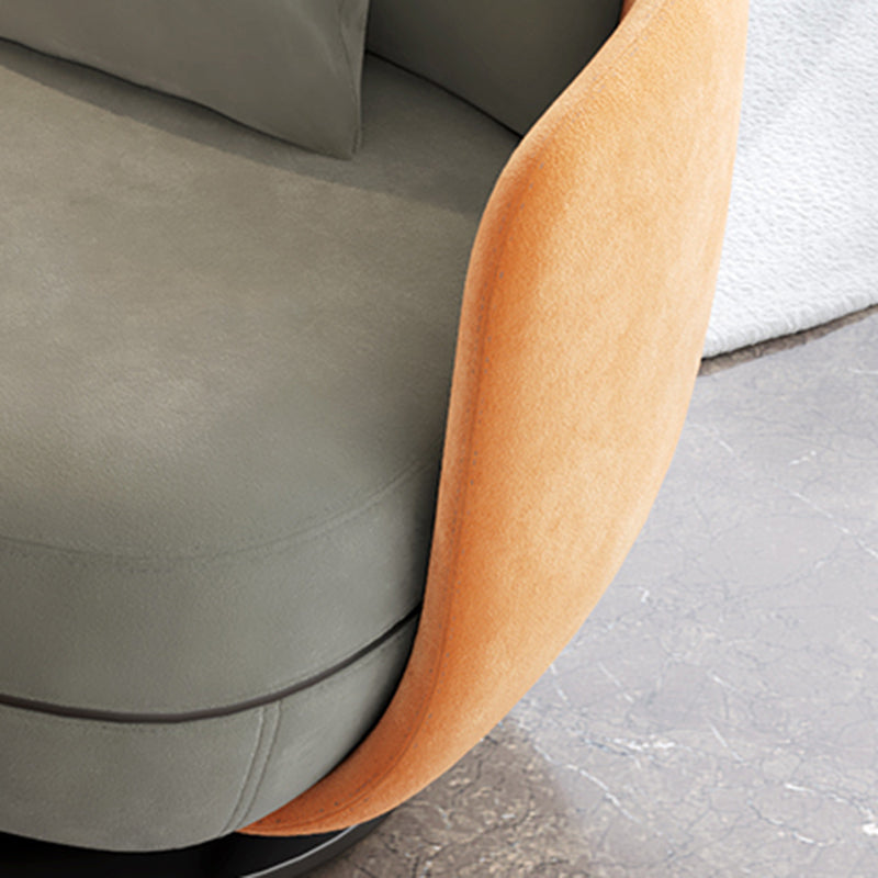 Contemporary 31.5" Wide Pillow Back Swivel Round Base Arm Chair