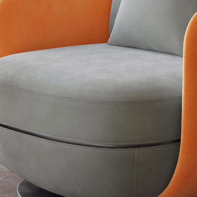 Contemporary 31.5" Wide Pillow Back Swivel Round Base Arm Chair