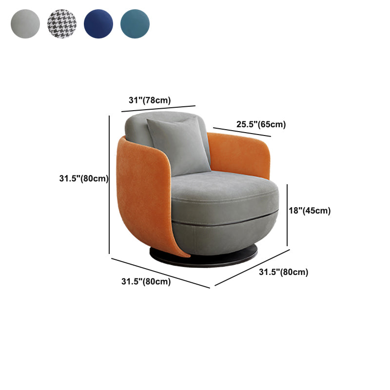 Contemporary 31.5" Wide Pillow Back Swivel Round Base Arm Chair