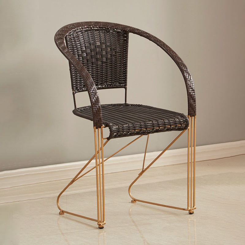 Mid-centuryl Modern Style Arms Included Woven Back Sled Accent Armchair