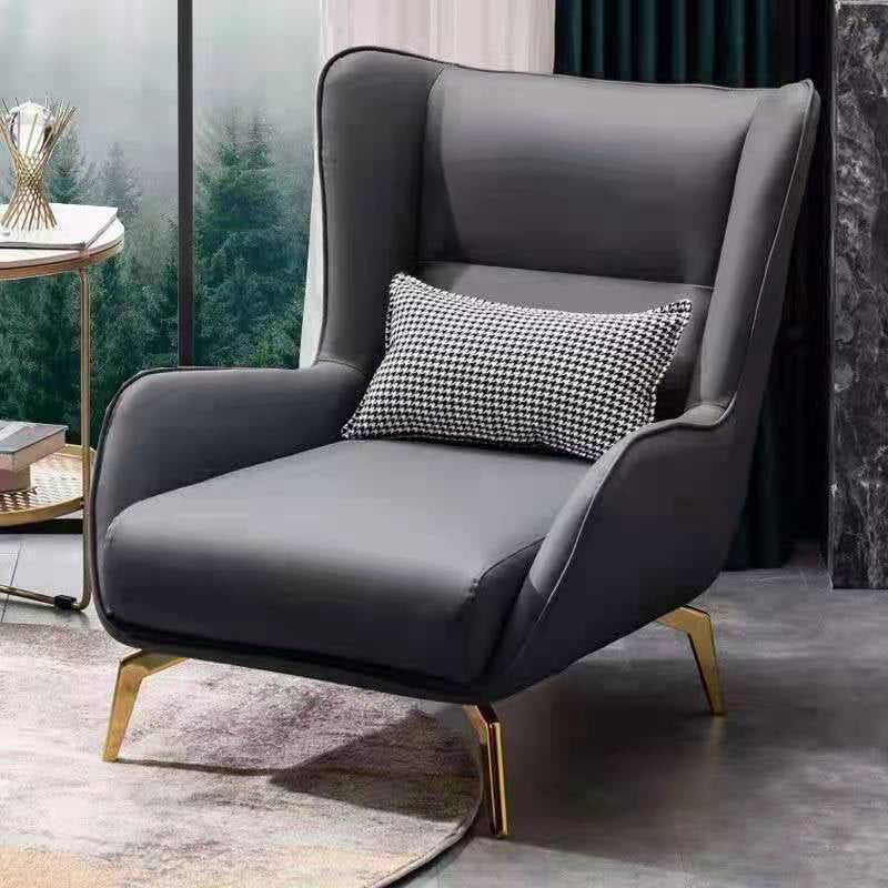 Modern Style Bonded Leather Arms Included with Pillow Wingback Chair