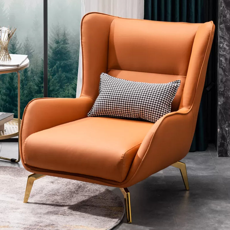 Modern Style Bonded Leather Arms Included with Pillow Wingback Chair