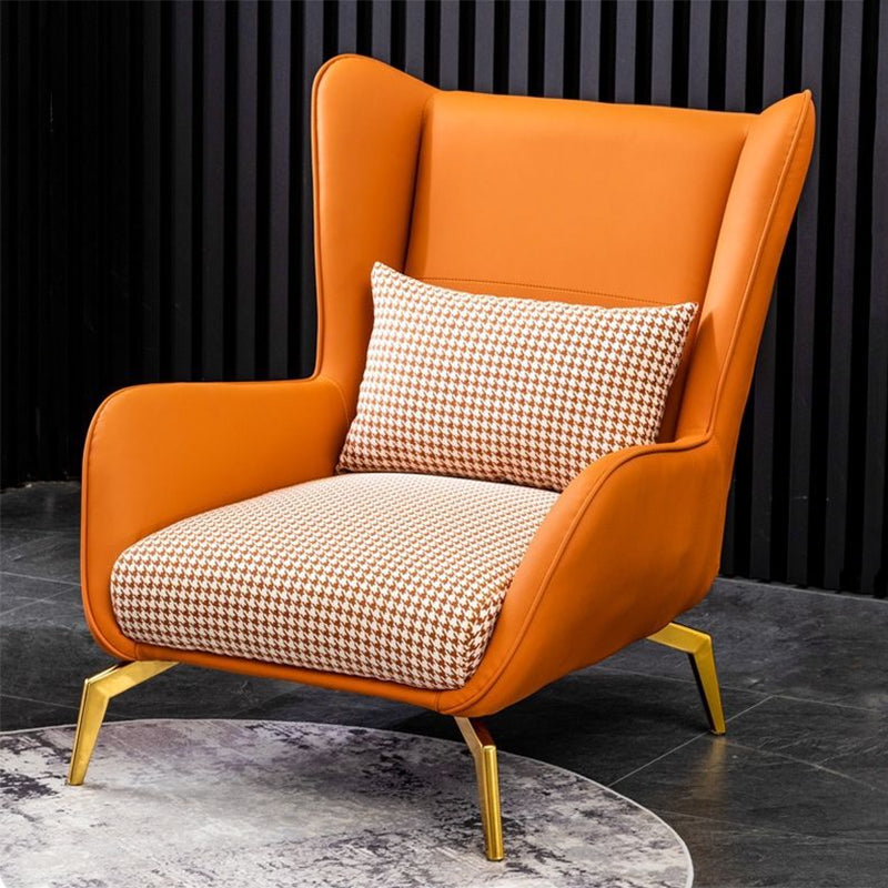 Modern Style Bonded Leather Arms Included with Pillow Wingback Chair