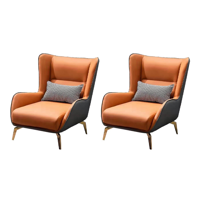 Modern Style Bonded Leather Arms Included with Pillow Wingback Chair