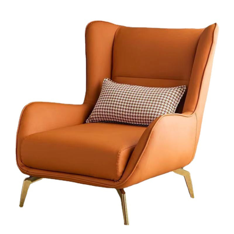Modern Style Bonded Leather Arms Included with Pillow Wingback Chair