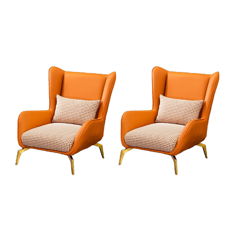 Modern Style Bonded Leather Arms Included with Pillow Wingback Chair