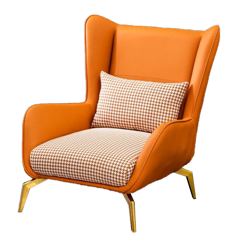 Modern Style Bonded Leather Arms Included with Pillow Wingback Chair