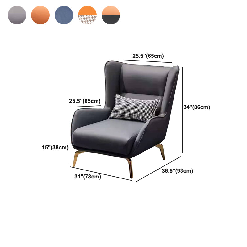 Modern Style Bonded Leather Arms Included with Pillow Wingback Chair