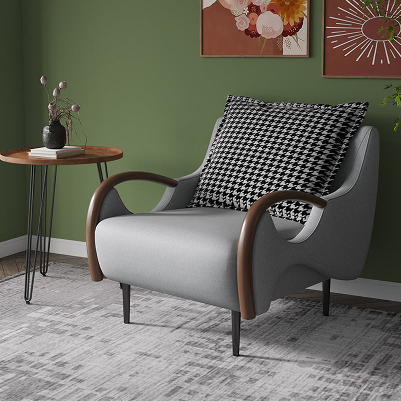 Nordic Style Bonded Leather Square Arms Pillow Back Lounge Accent Chair