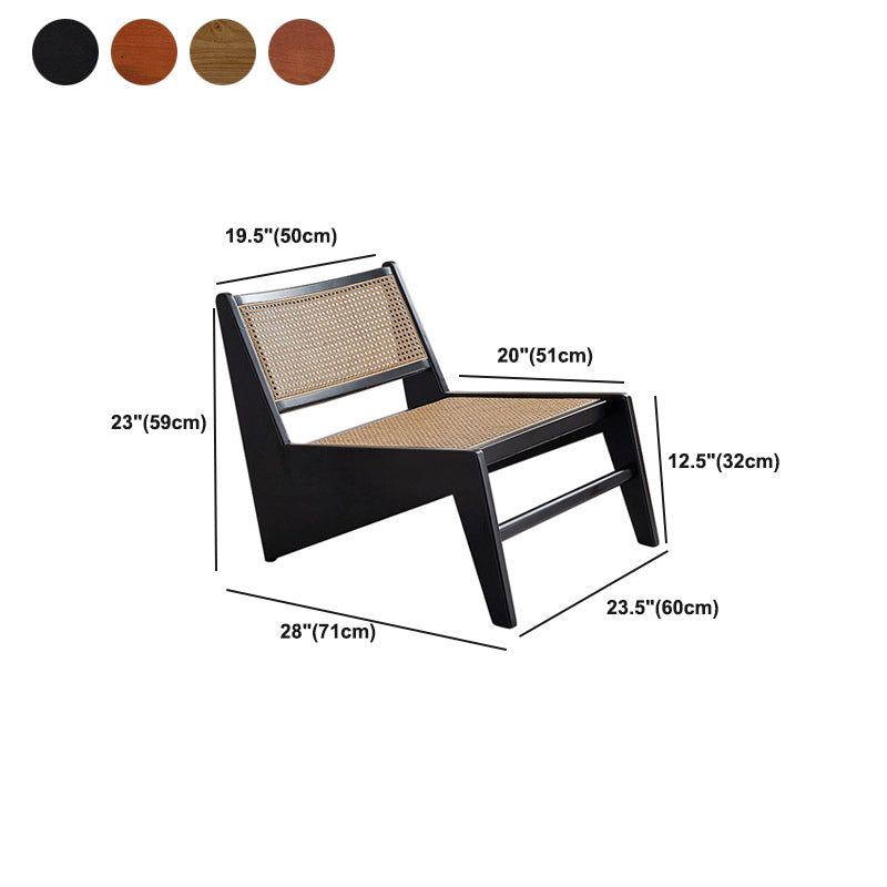 Mid-century Modern Style Wood Armless Woven Back Lounge Accent Chair