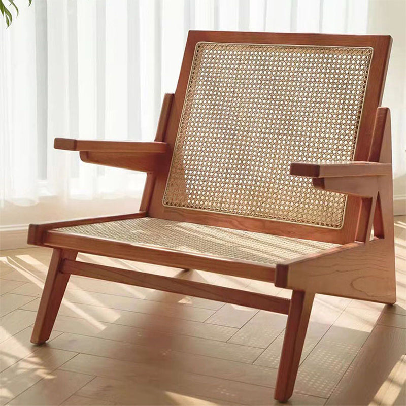 Nordic Style Wood Armrest Woven Back Solid Wood Multi-color Choice Arm Chair