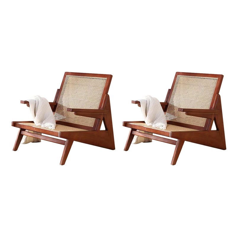 Nordic Style Wood Armrest Woven Back Solid Wood Multi-color Choice Arm Chair