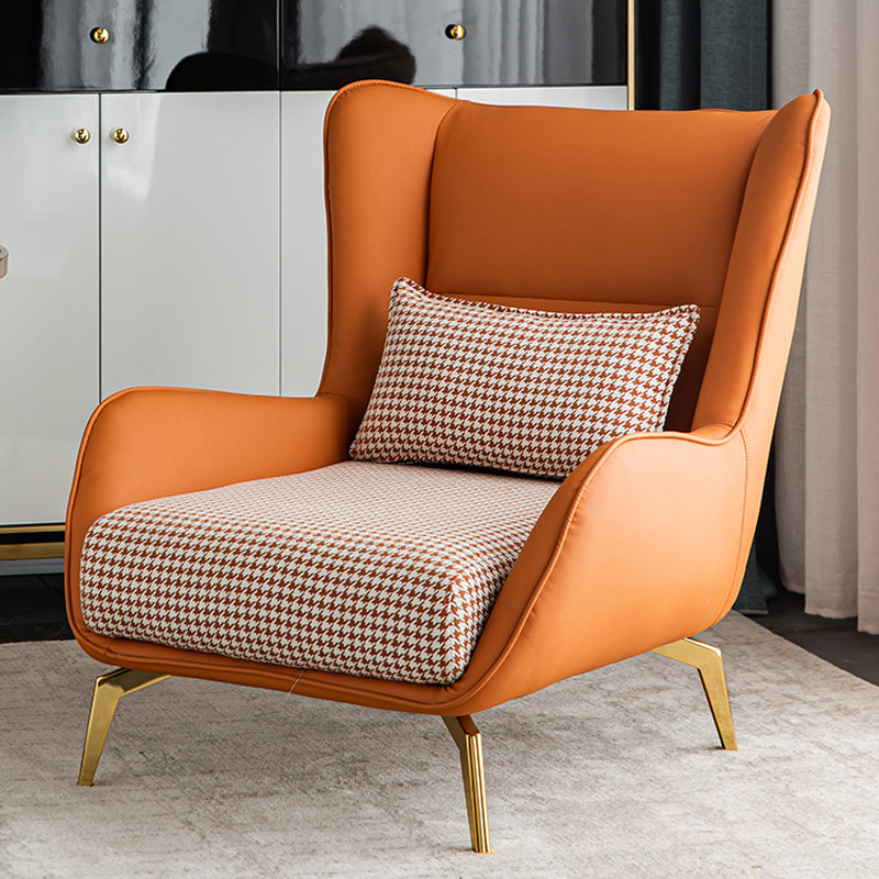 Modern Style Leather Armrest Fixed Back Upholstered Arm Chair