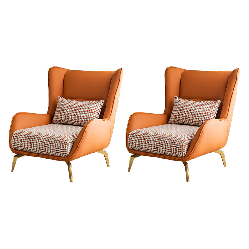 Modern Style Leather Armrest Fixed Back Upholstered Arm Chair