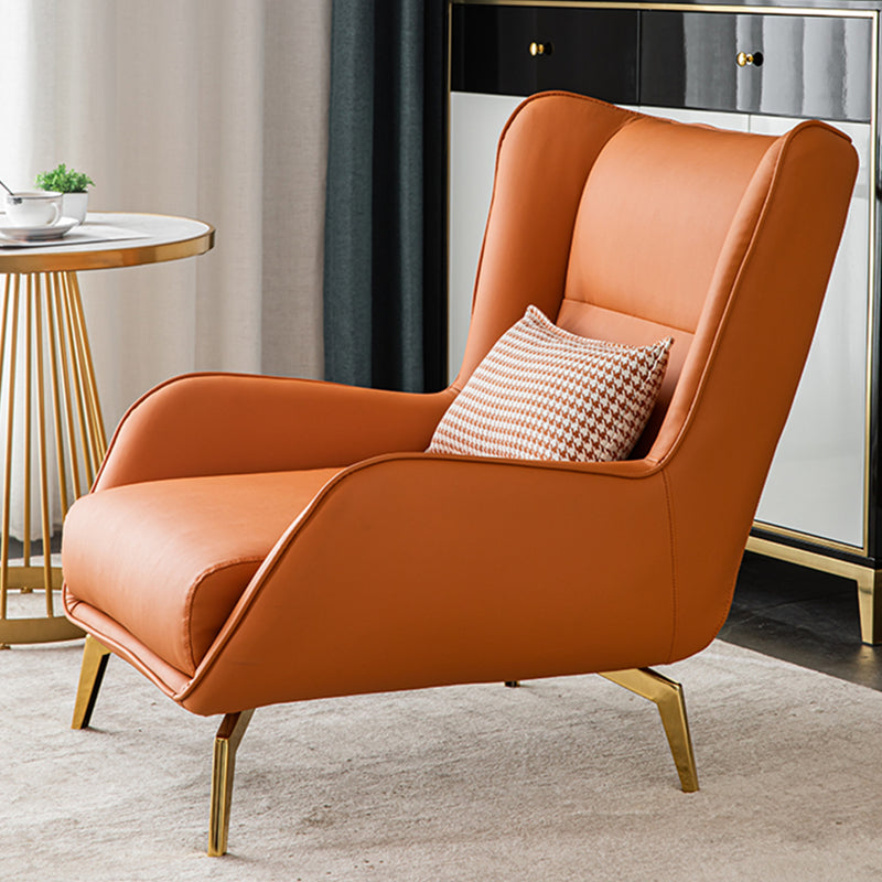 Modern Style Leather Armrest Fixed Back Upholstered Arm Chair