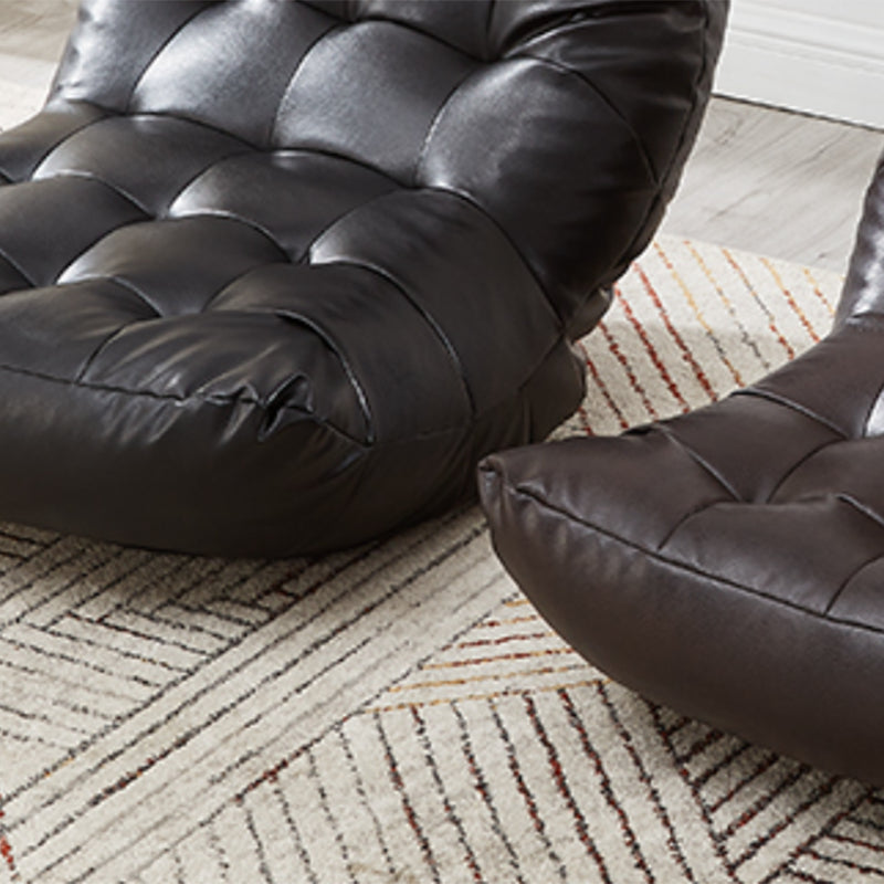 Scandinavian Style Single Sofa Chair PU Leather Fixed Backed Armless Chair