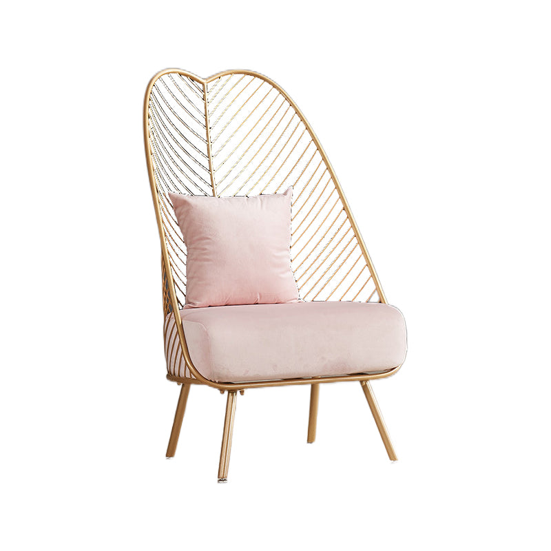 Glam Style Armless with Pillow Back Cushioned Metal Base Accent Chair