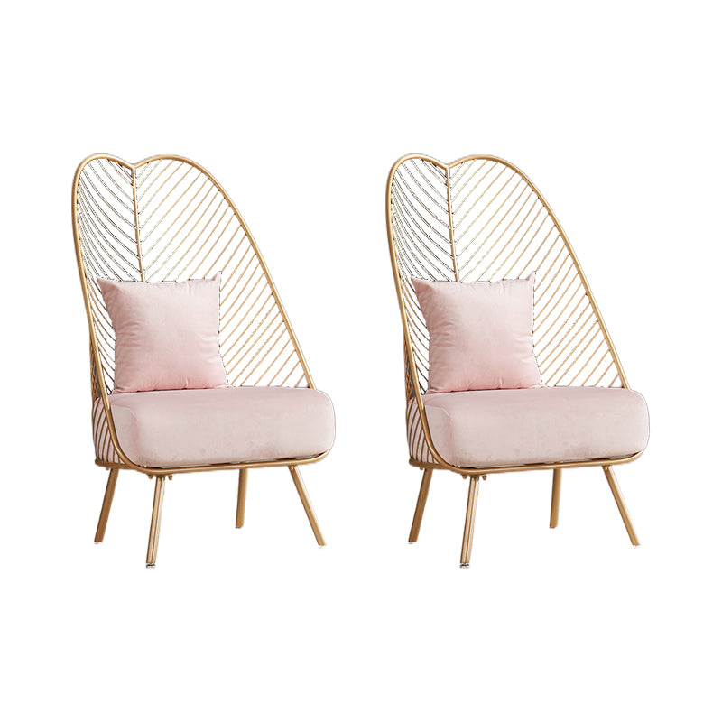Glam Style Armless with Pillow Back Cushioned Metal Base Accent Chair