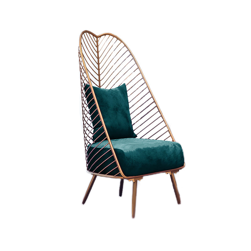 Glam Style Armless with Pillow Back Cushioned Metal Base Accent Chair