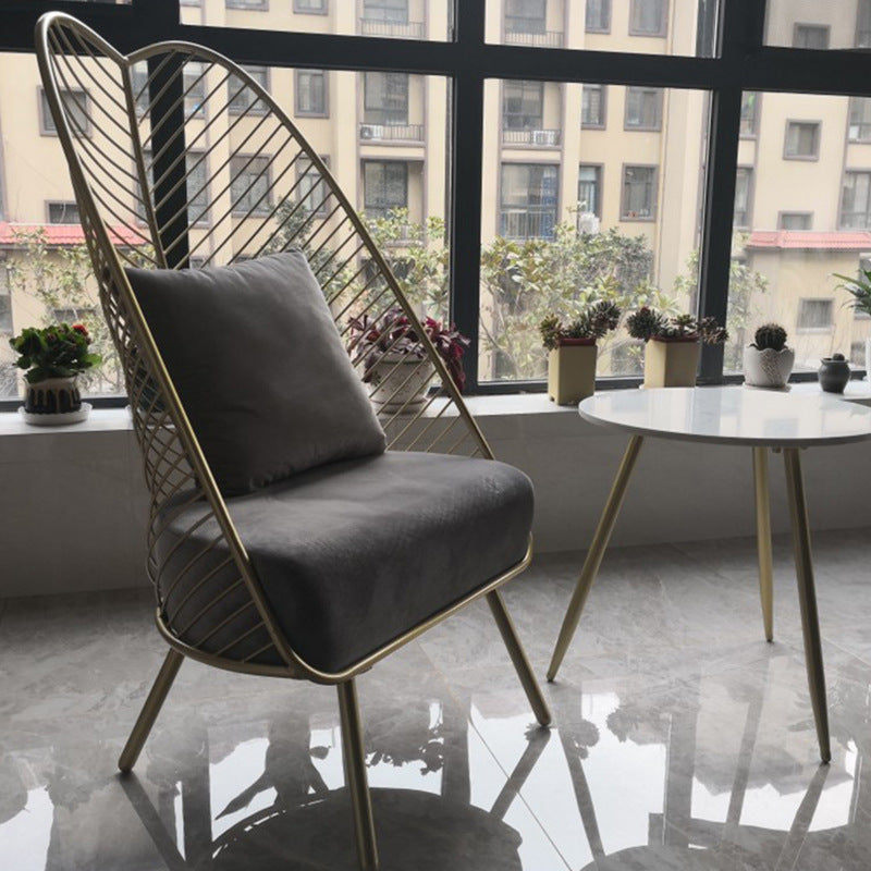 Glam Style Armless with Pillow Back Cushioned Metal Base Accent Chair