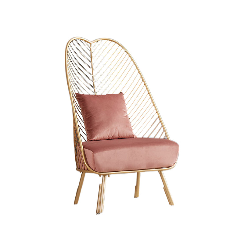 Glam Style Armless with Pillow Back Cushioned Metal Base Accent Chair
