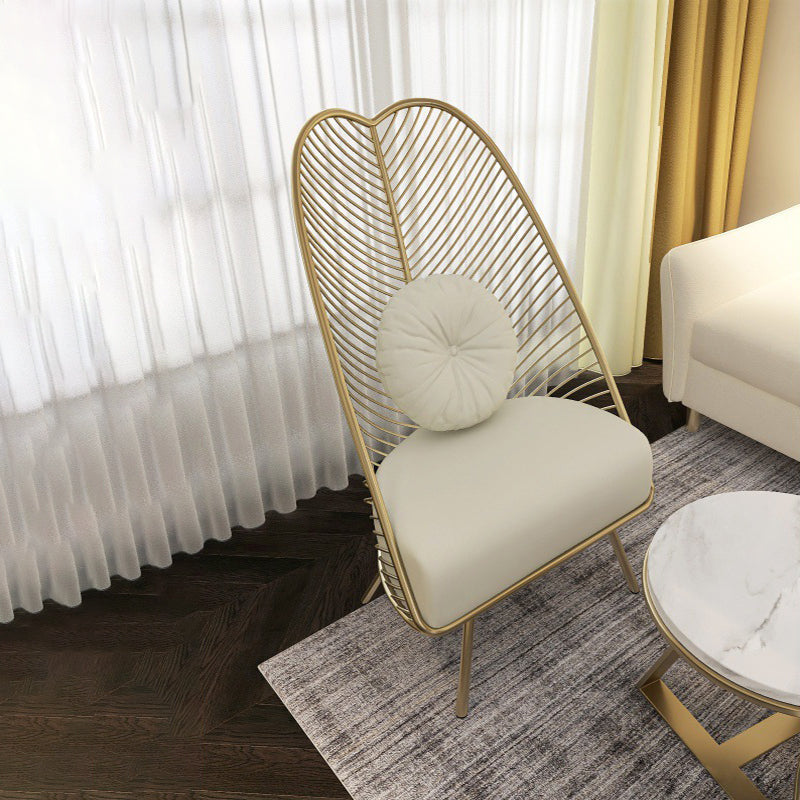 Glam Style Armless with Pillow Back Cushioned Metal Base Accent Chair